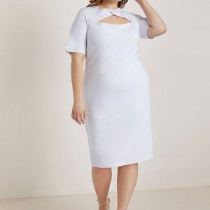 NWT Eloquii Twist Front Sheath Dress White Size 16
